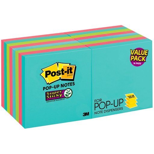 Post-it Pop-up Sticky Notes Value Pack Miami Collection 16 Pads per Pack - Bellso
